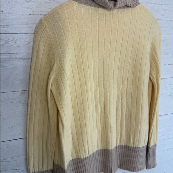 VTG ESCADA Turtleneck Tank & Cardigan Set Yellow Rib Knit Italy 12 Cashmere EUC - Picture 8 of 14